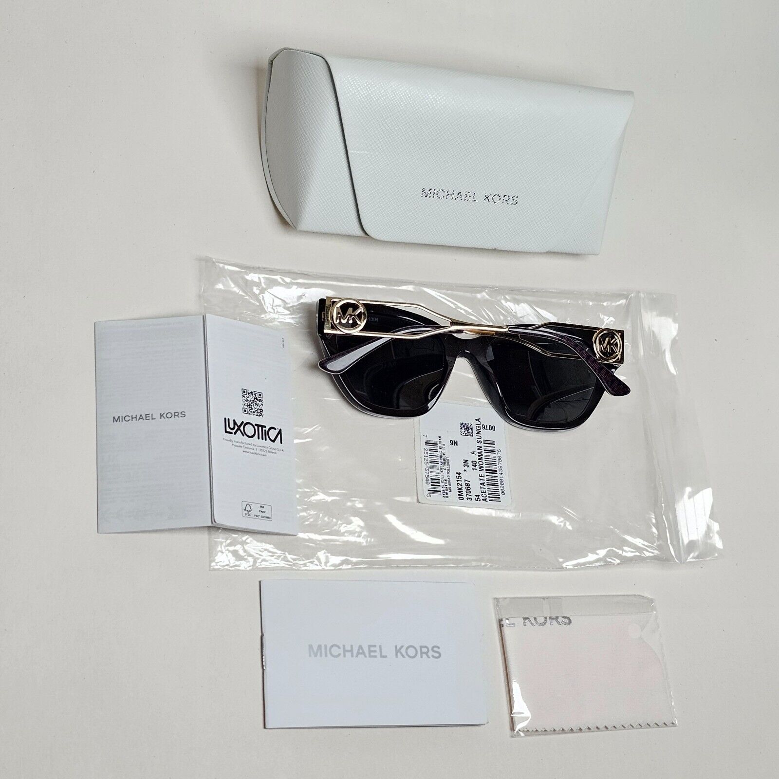 Michael Kors Sunglasses Black Gold Grey MK 2154 Lake Como 3706/87 54mm