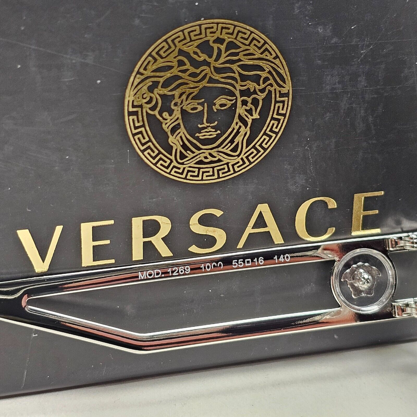 Versace Sunglasses Silver Medusa Metal Pilot Unisex MOD VE 1269 1000 55mm