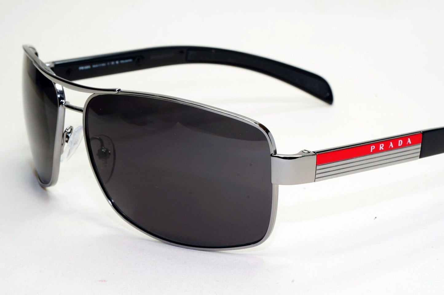 Prada Sunglasses Black Gunmetal Wrap Navigator PS54IS SPS 54I 1AV-5Z1 210924
