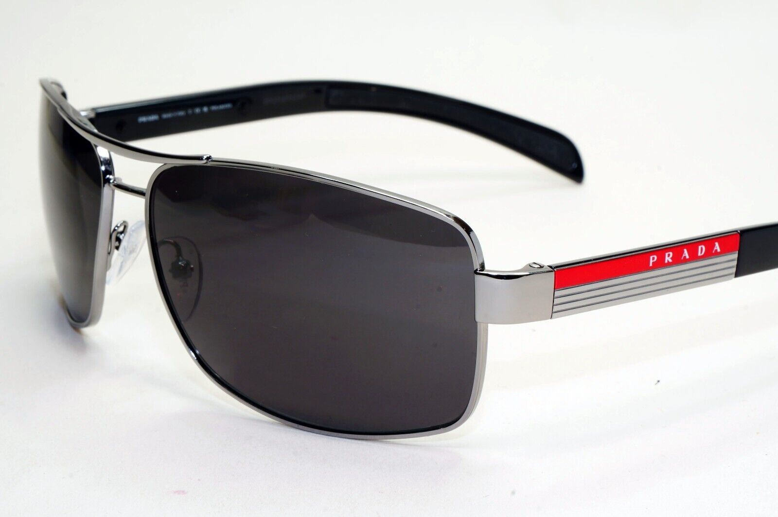 Prada Sunglasses Black Gunmetal Wrap Navigator PS54IS SPS 54I 1AV-5Z1 210924