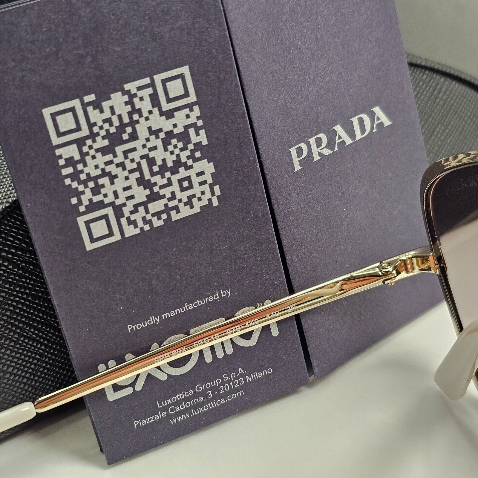 Prada Sunglasses Gold Square Metal Grey Pink Gradient PR60XS SPR 60X 07B-4K0