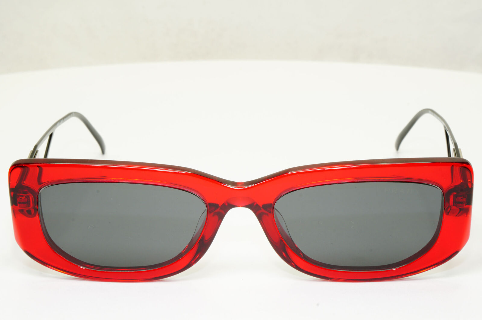 Prada Triangle Logo Sunglasses Red Black Crystal Square PR14YS SPR 14Y 08Z-5S0