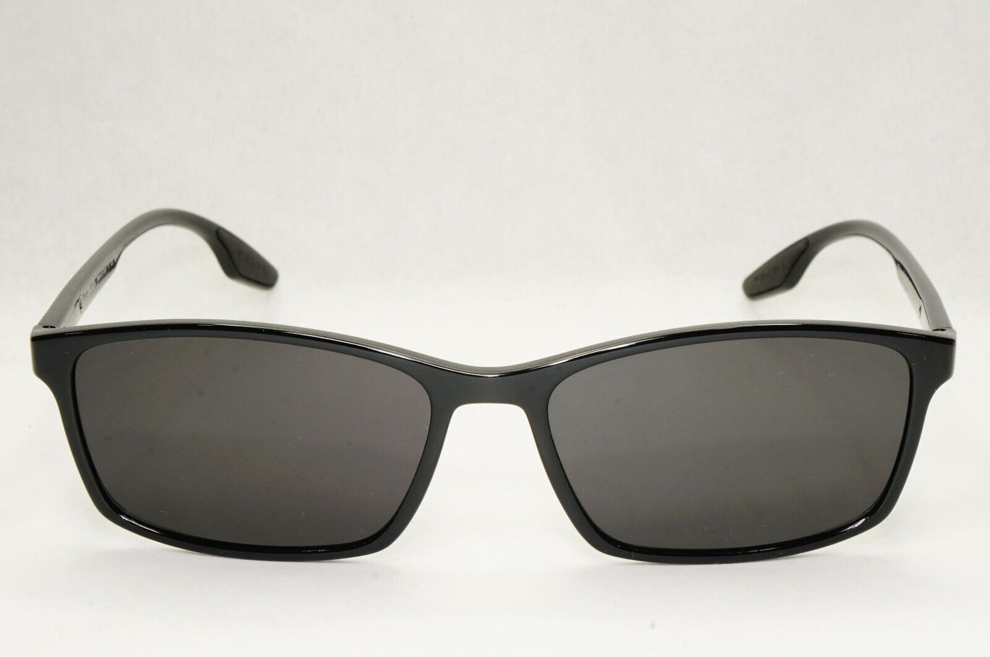 Prada Sunglasses Black Rectangle Glossy Red Stripe PS04MV VPS 04M 1AB-1O1 56mm