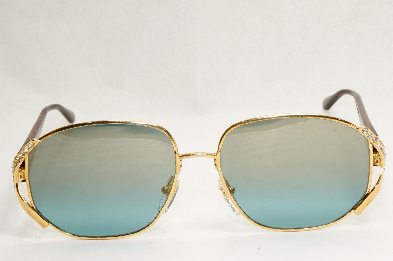 Dior Sunglasses 1990s Austria Gold Diamante Crystal Blue Mirror 2619 44 180324
