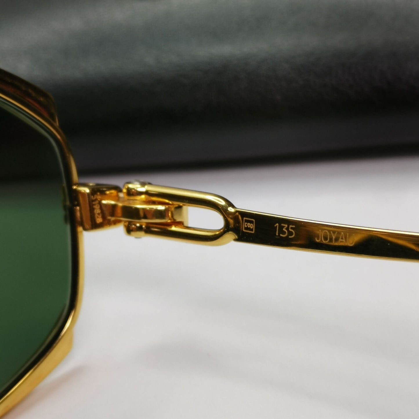 Fred 1990s Vintage Sunglasses 23K Gold Plated Green Metal Square Joyau 261022