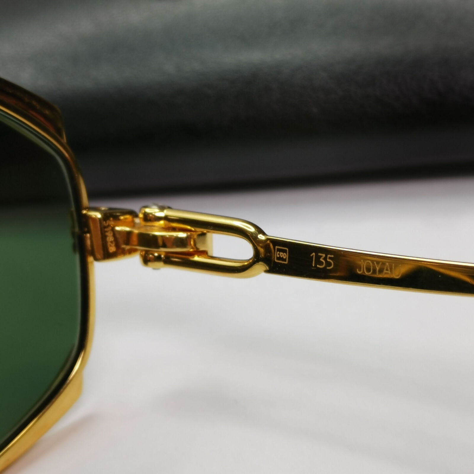 Fred 1990s Vintage Sunglasses 23K Gold Plated Green Metal Square Joyau 261022