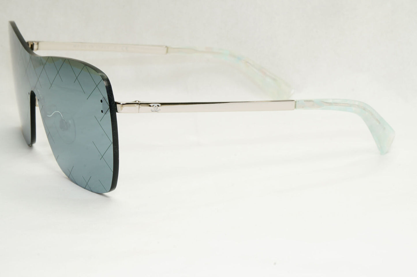 Chanel Sunglasses Silver Grey Mirrored Shield Visor 4215 c.124/6G