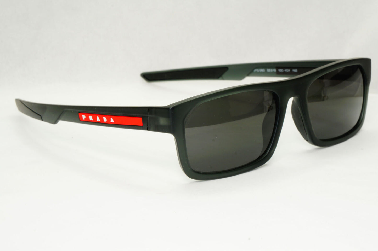 Prada Sunglasses Black Transparent Square Red Stripe PS08OV VPS 08O 13C-1O1 55mm