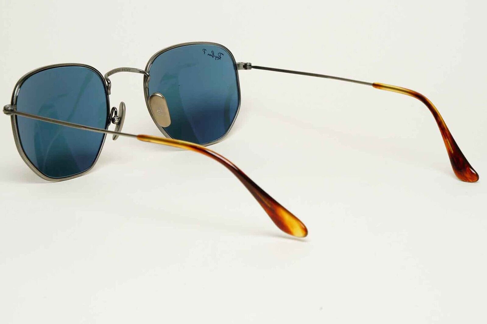 Ray-Ban Sunglasses Hexagonal Titanium Polarised Grey Blue RB 8148 9208/T0 51mm
