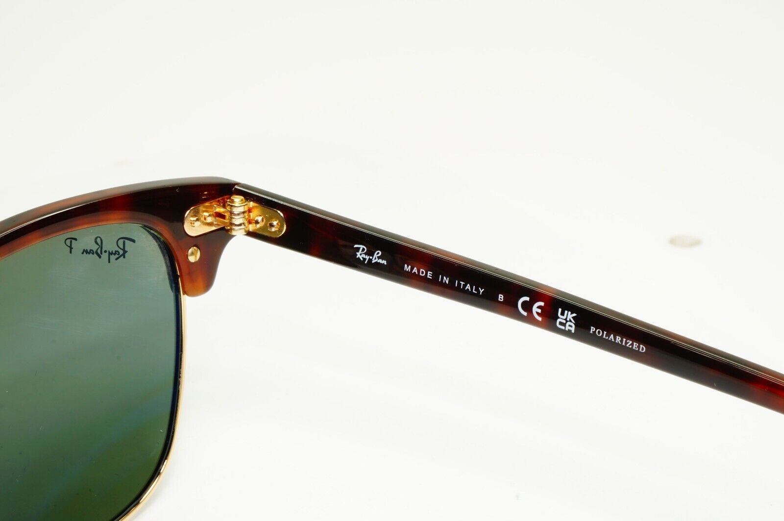 Ray-Ban Sunglasses Clubmaster Polarised Brown Tortoise Green RB 3016 990/58 49mm