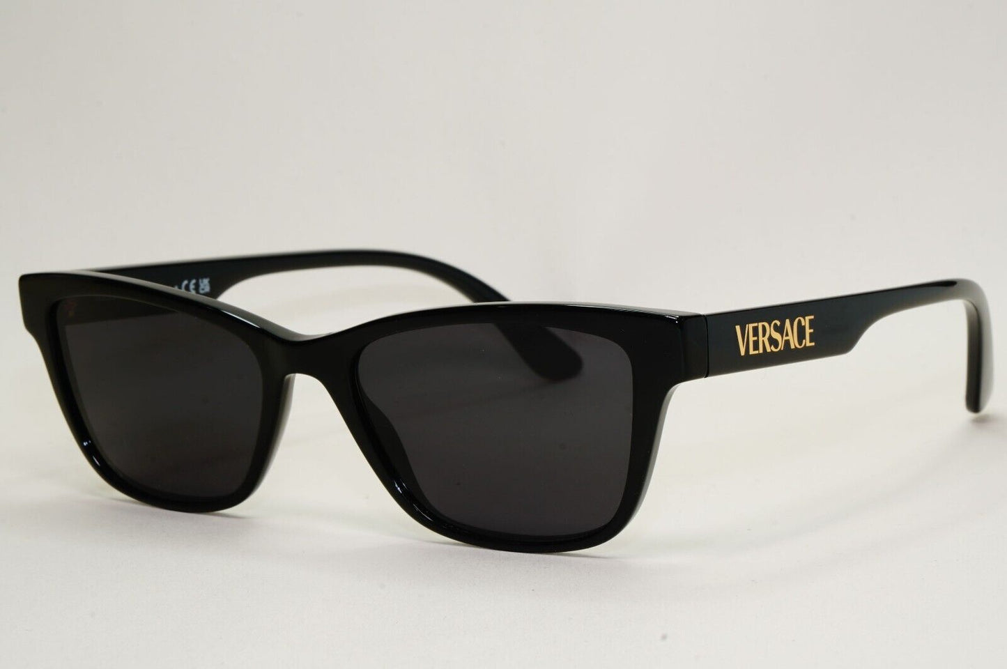 Versace Sunglasses Black Gold Letters Rectangle MOD VE 3316 GB1 55mm