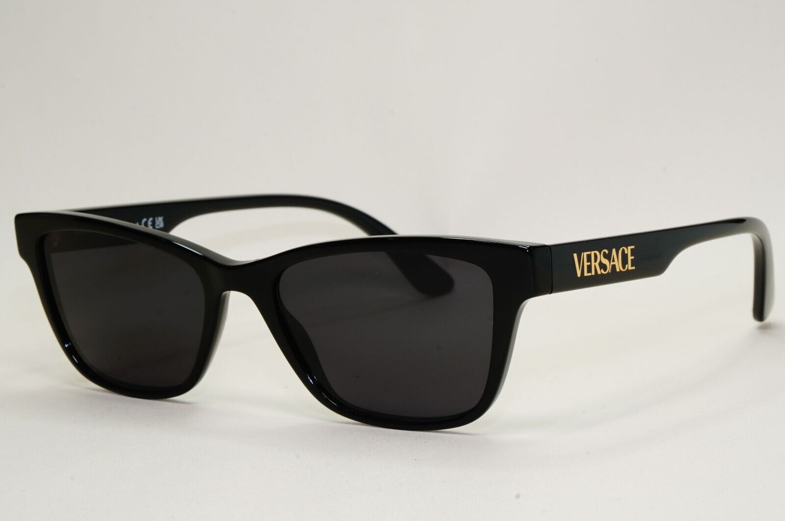Versace Sunglasses Black Gold Letters Rectangle MOD VE 3316 GB1 55mm