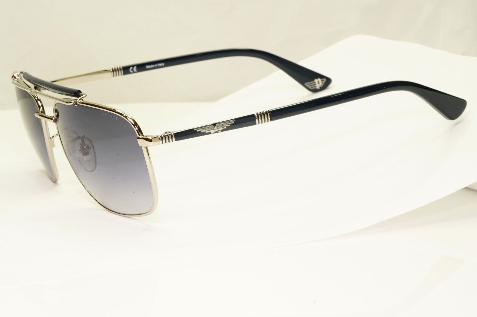 Police Grey Blue Sunglasses Pilot Brow Bar Origins 44 SPL D43 COL 0E70 58mm