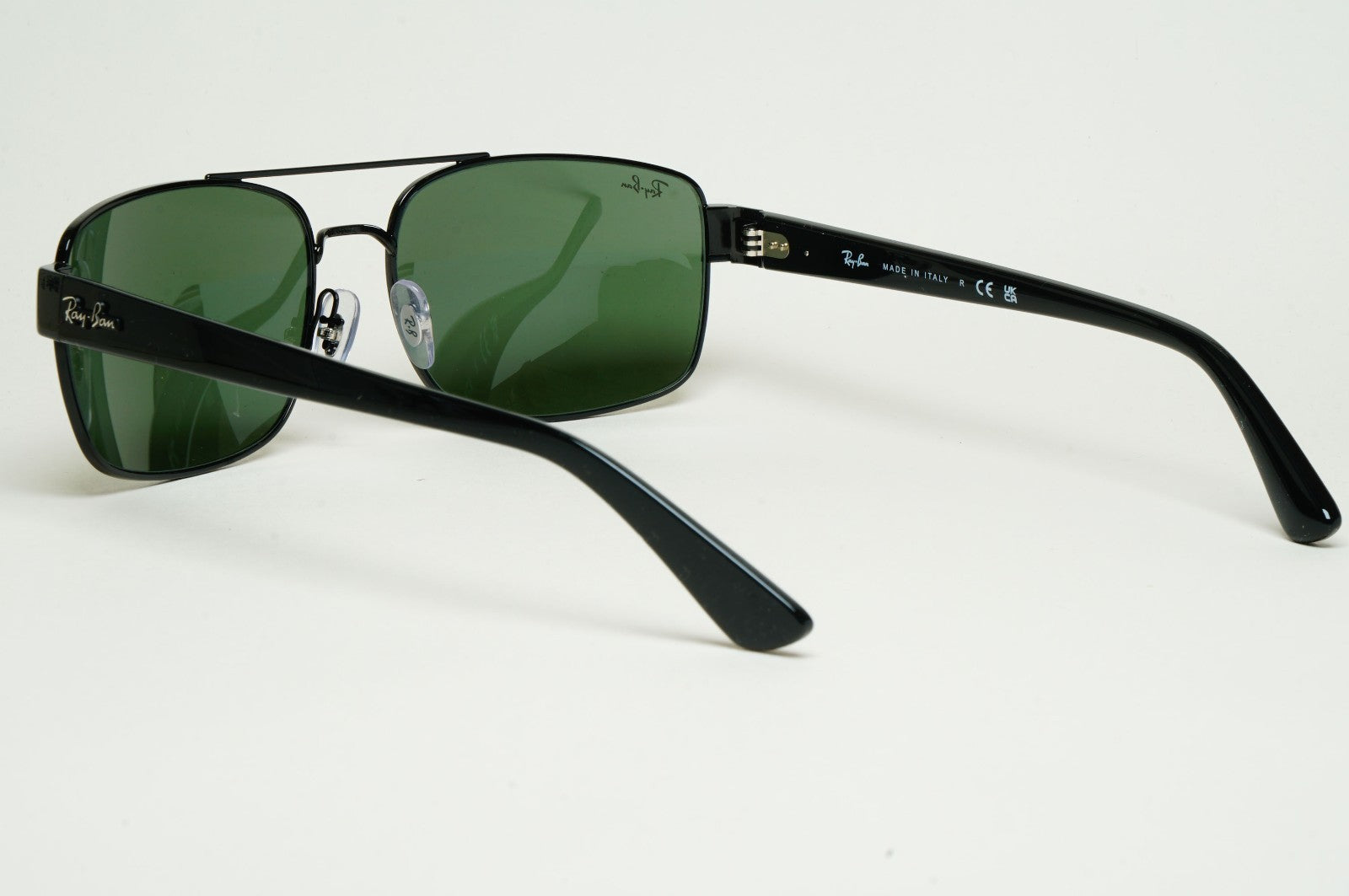 Ray-Ban Sunglasses Black Green Square Pilot Navigator RB 3687 002/31 61mm