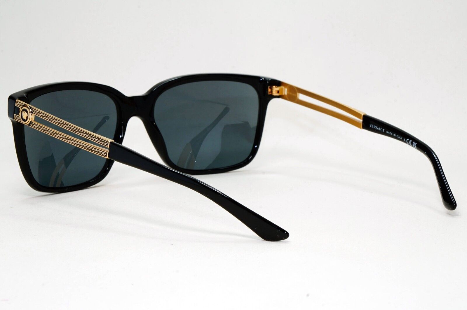 Versace Sunglasses Black Square Gold Medusa Meander MOD VE 4307 GB1/87 58mm