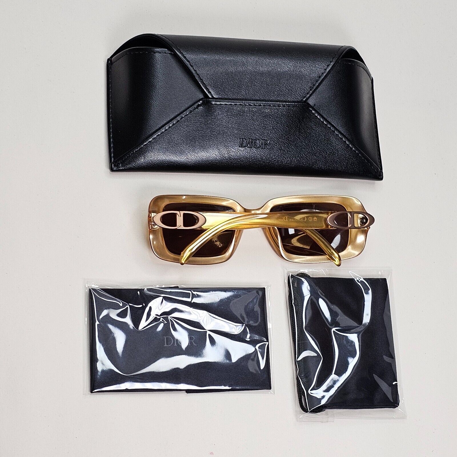 Dior Sunglasses 1999 Vintage Brown Honey Transparent Cour Carree 46P 51mm 151024