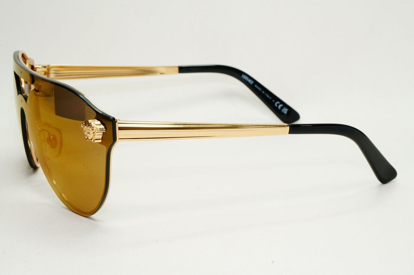 Versace Sunglasses Gold Medusa Brown Mirror Bronze Visor MOD VE 2161 1002/F9