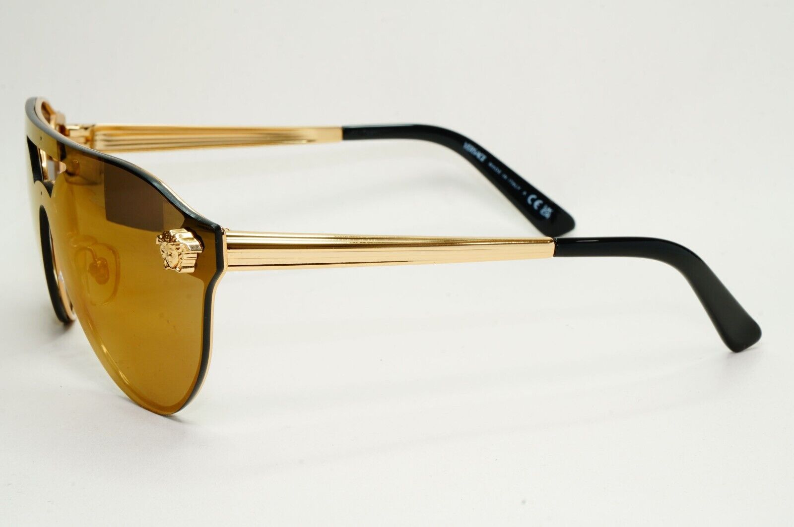 Versace Sunglasses Gold Medusa Brown Mirror Bronze Visor MOD VE 2161 1002/F9
