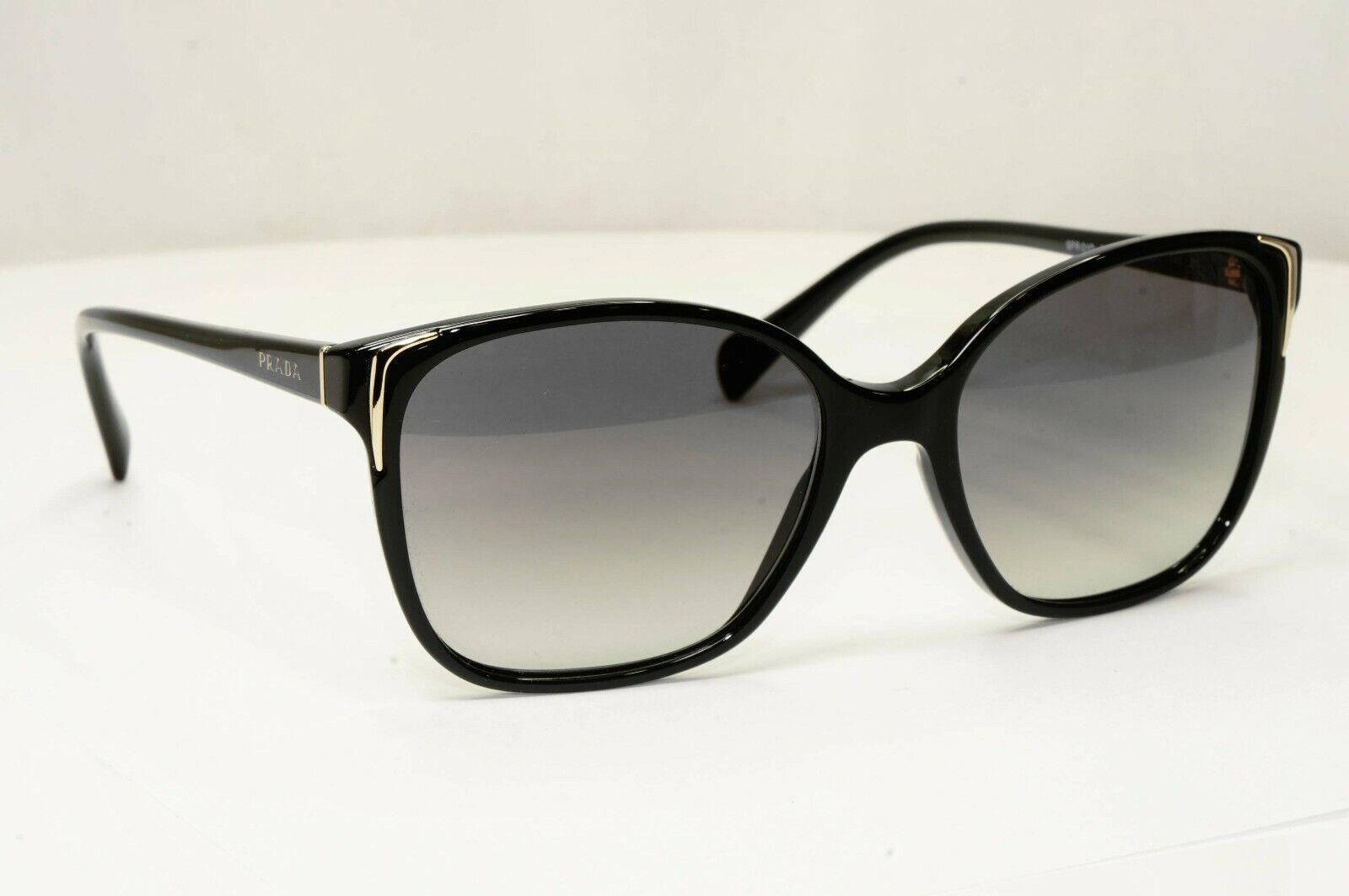 Prada Sunglasses Black Gold Grey Gradient Fade Square Fashion SPR 01O 1AB-3M1