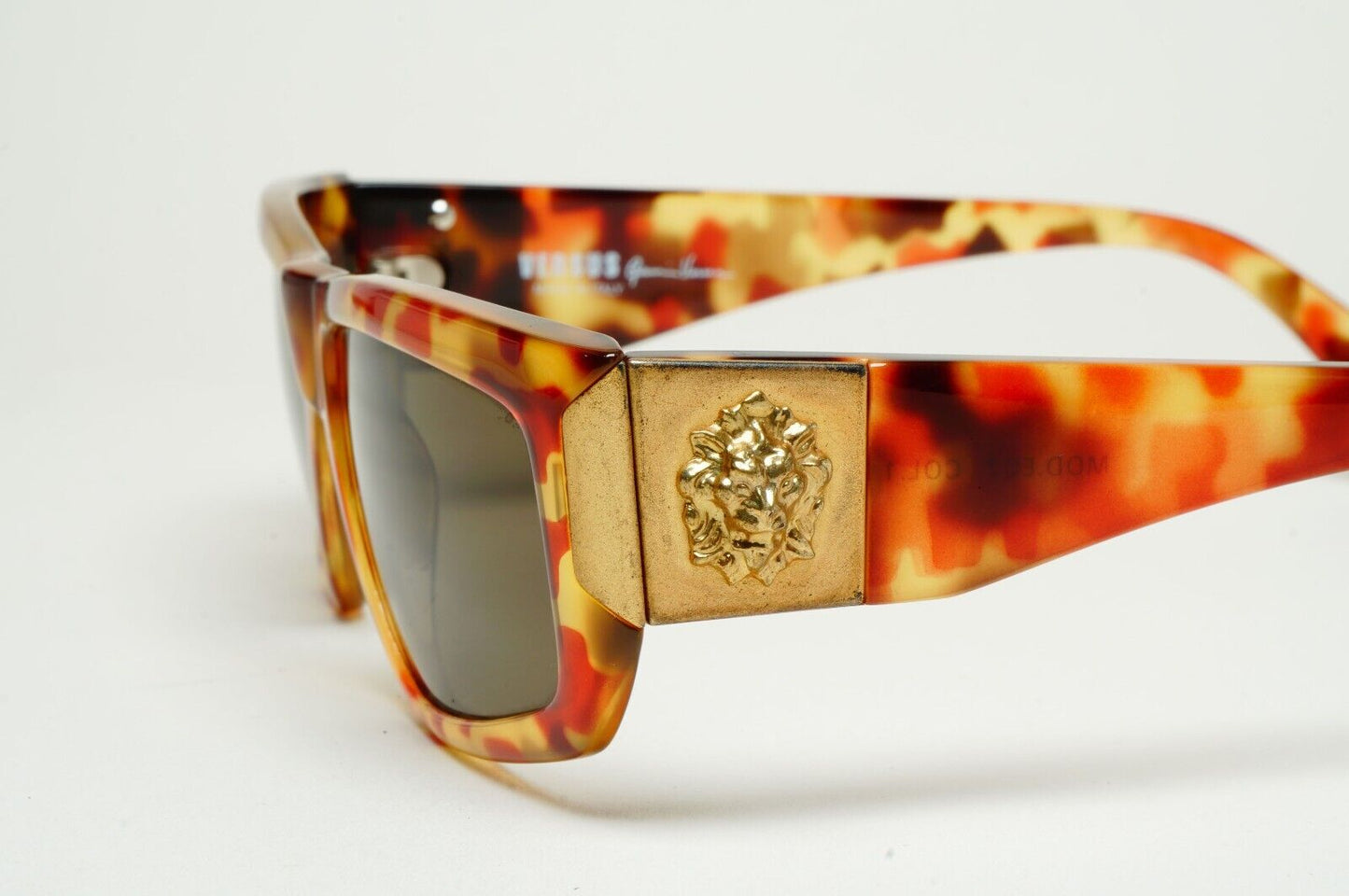 Versus Sunglasses 1996 by Gianni Versace Vintage Gold Lion Brown MOD E07 COL 197