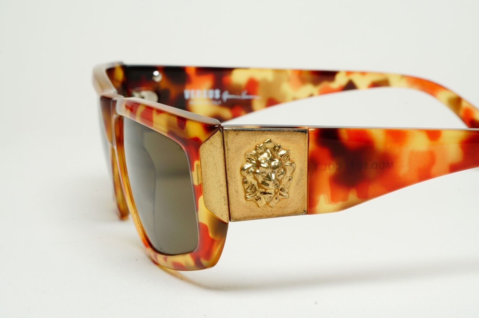 Versus Sunglasses 1996 by Gianni Versace Vintage Gold Lion Brown MOD E07 COL 197