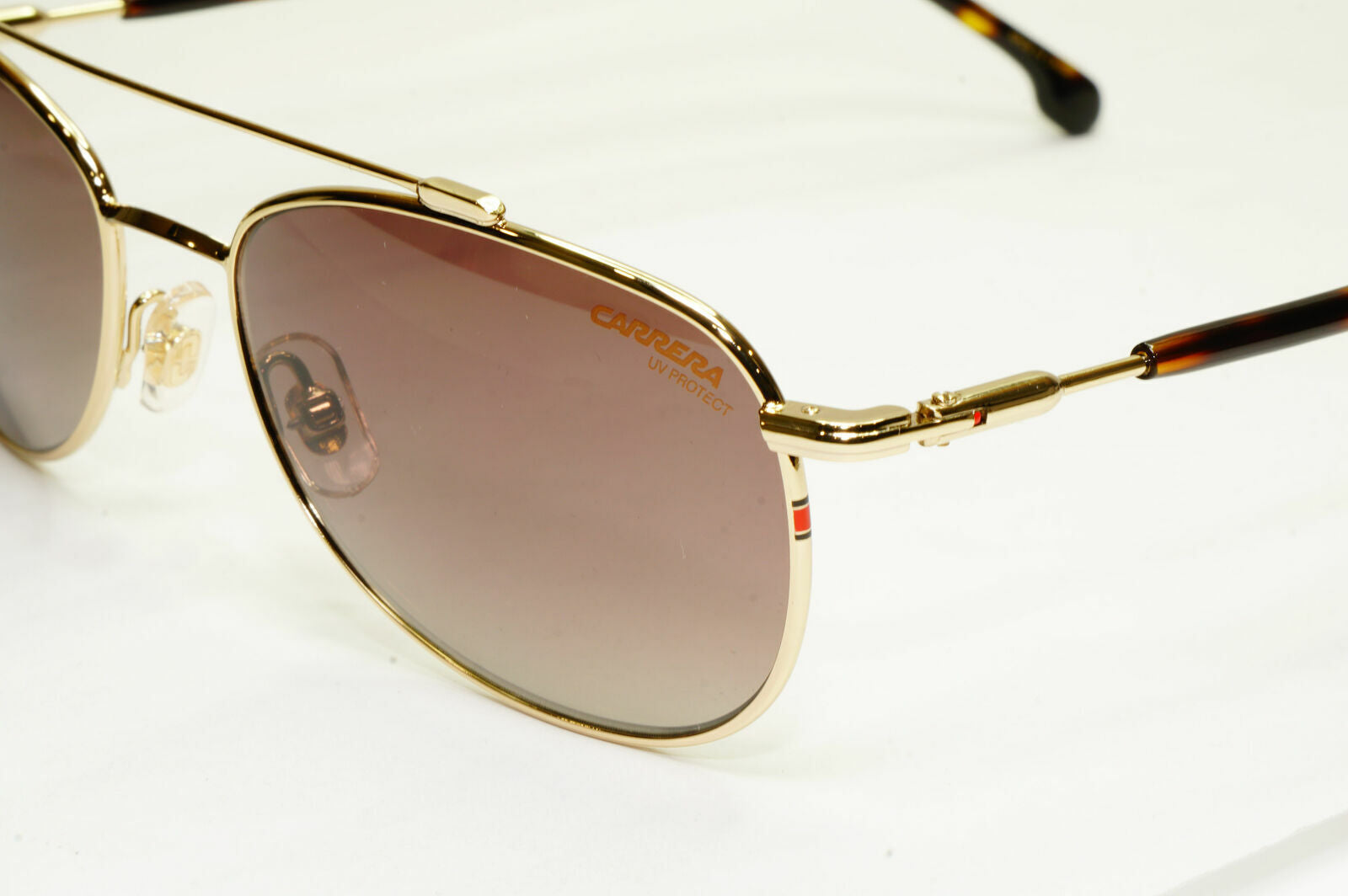 Carrera Gold Sunglasses Pilot Brown Gradient Fade Mens Metal 224 06JHA 55mm