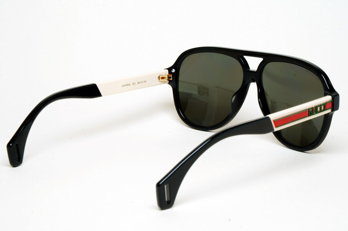 Gucci Sunglasses 2019 Black Polarised Pilot White Red GG 0463S 002 58mm 070325