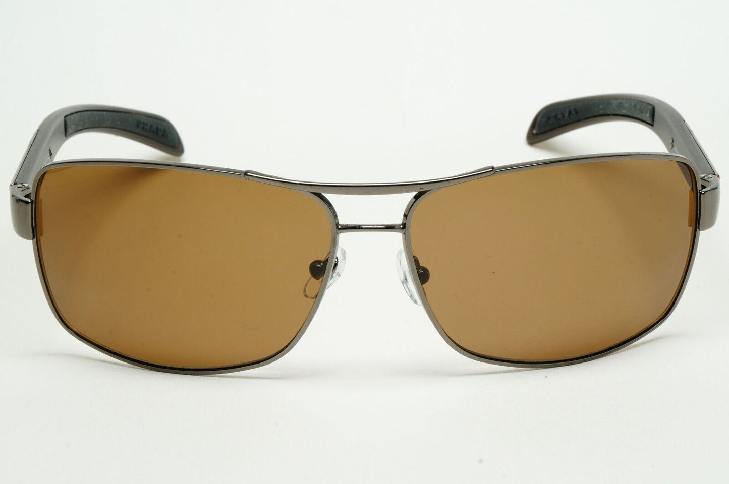 Prada Sunglasses Brown Gunmetal Wrap Navigator PS54IS SPS 54I 5AV-6S1 231124