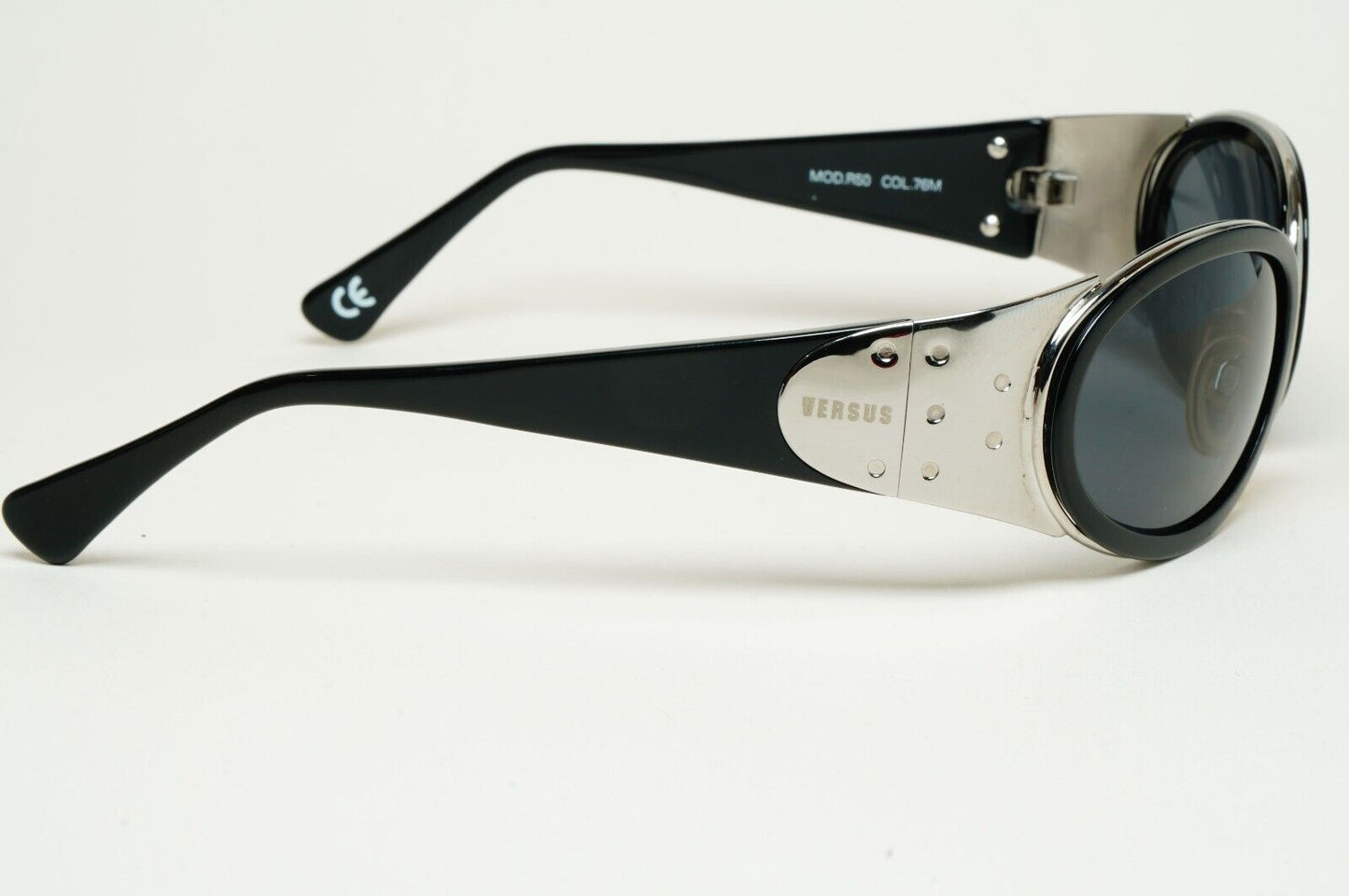 Versus Sunglasses 1996 by Gianni Versace Vintage Black Silver MOD R50 COL 76M