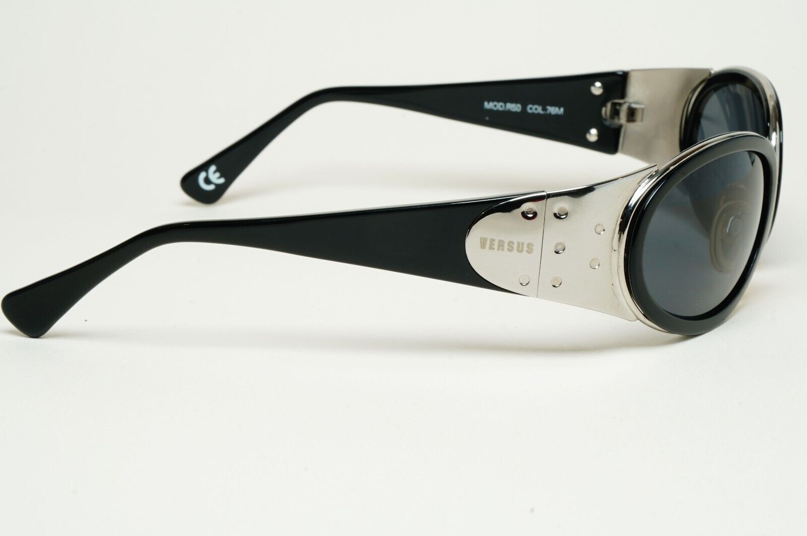 Versus Sunglasses 1996 by Gianni Versace Vintage Black Silver MOD R50 COL 76M