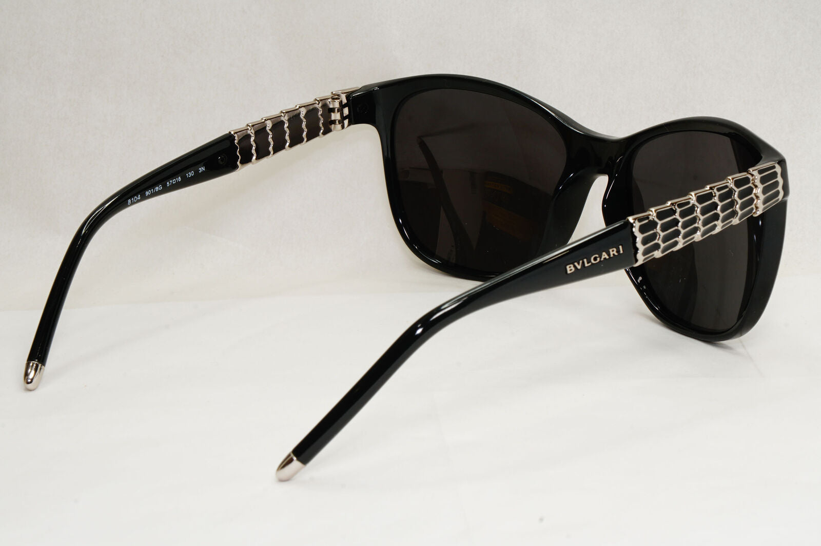 Bvlgari Sunglasses 2011 Vintage Black Silver Scales Square 8104 901/8G 060324
