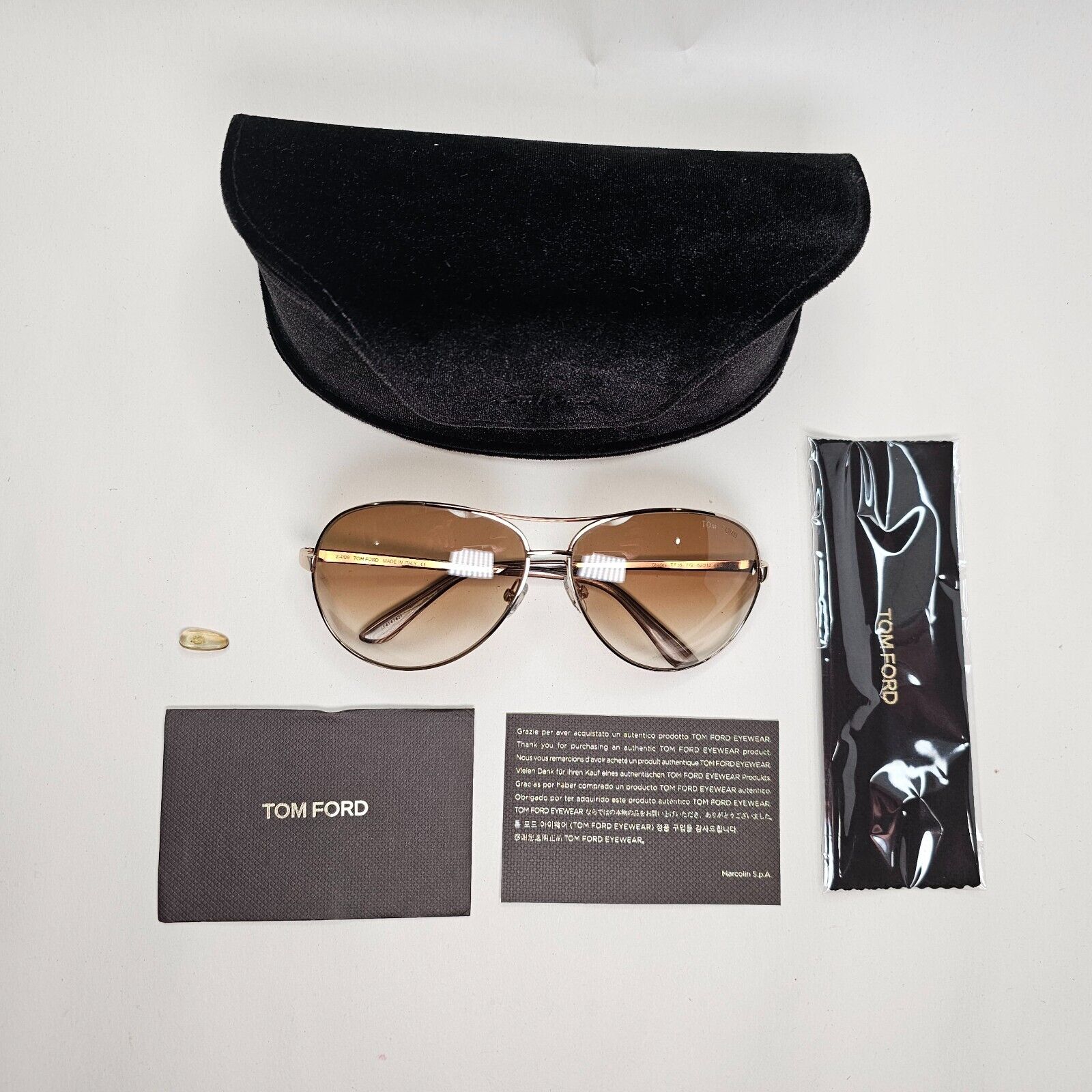 Tom Ford Sunglasses Charles Gold Pilot Brown Gradient FT0035 TF 35 772 091124