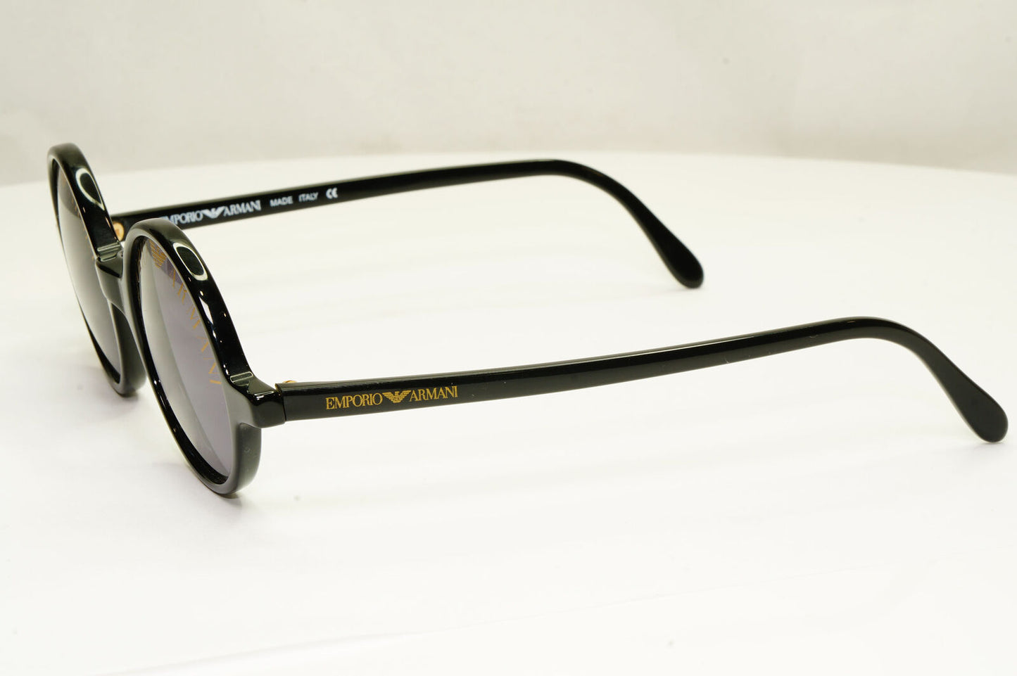 Emporio Armani 1997 Vintage Sunglasses Round Lens Logo Print Black 523-S 020