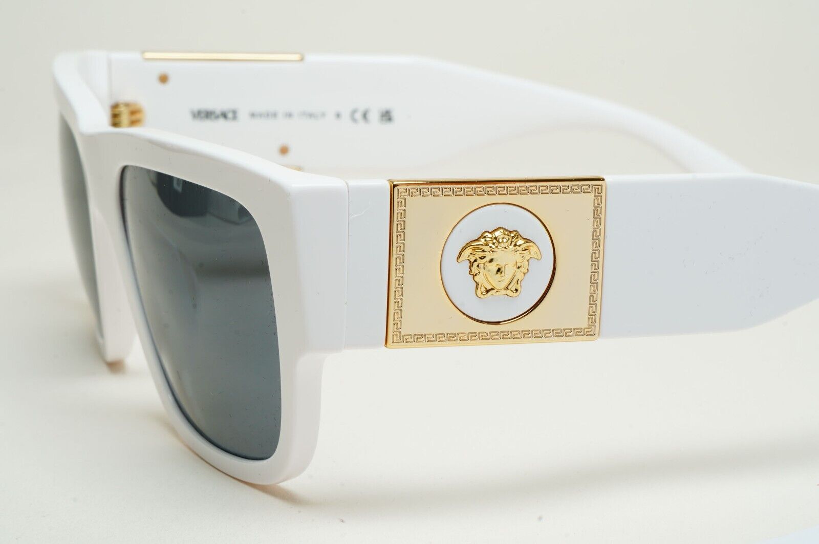 Versace Sunglasses White Gold Medusa Grey Square MOD VE 4406 314/87 56mm