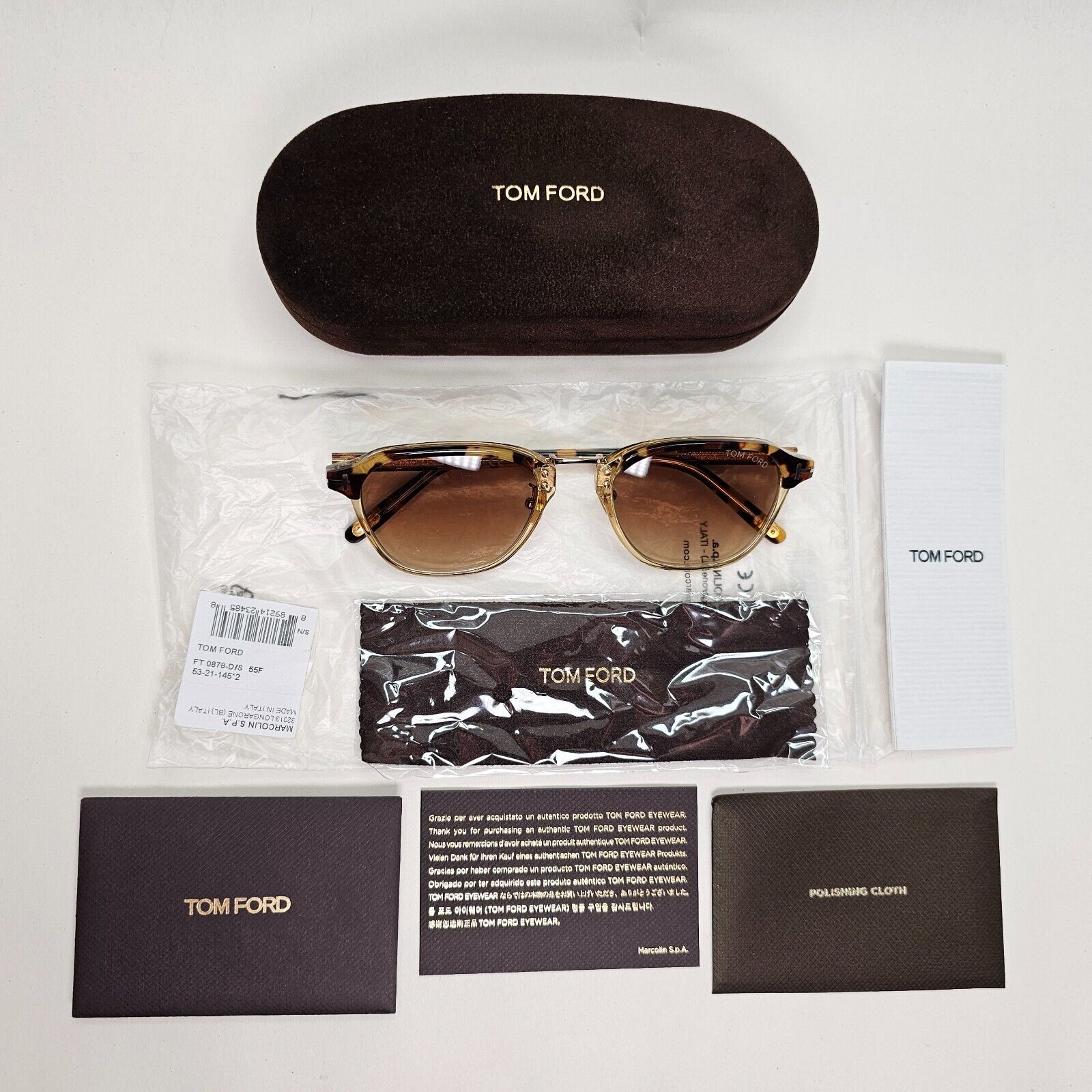 Tom Ford Sunglasses Brown Tortoise Gold Gradient FT0878-D TF 878-D 55F 53mm