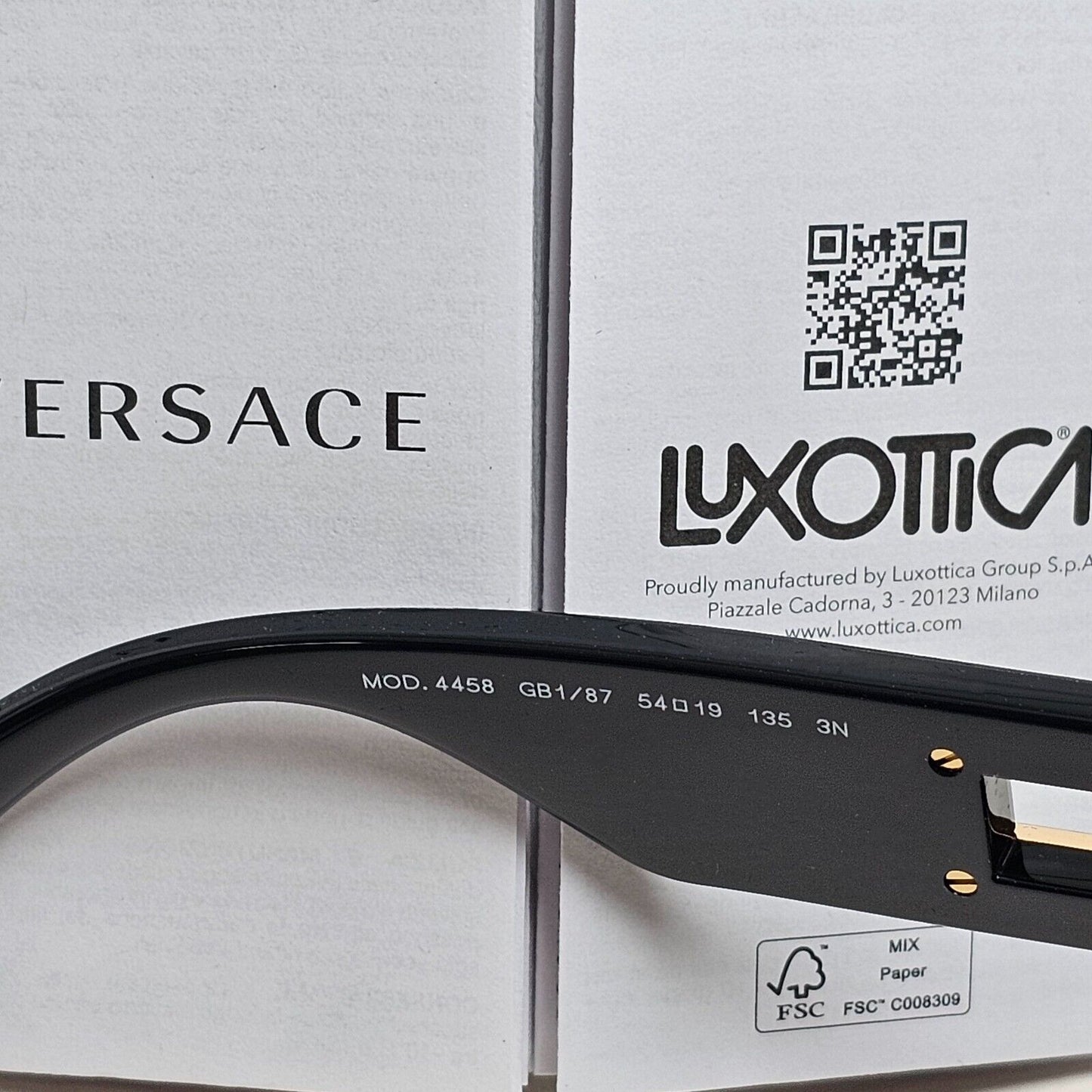 Versace Sunglasses Black Square Butterfly Grey Gold Medusa MOD VE 4458 GB1/87