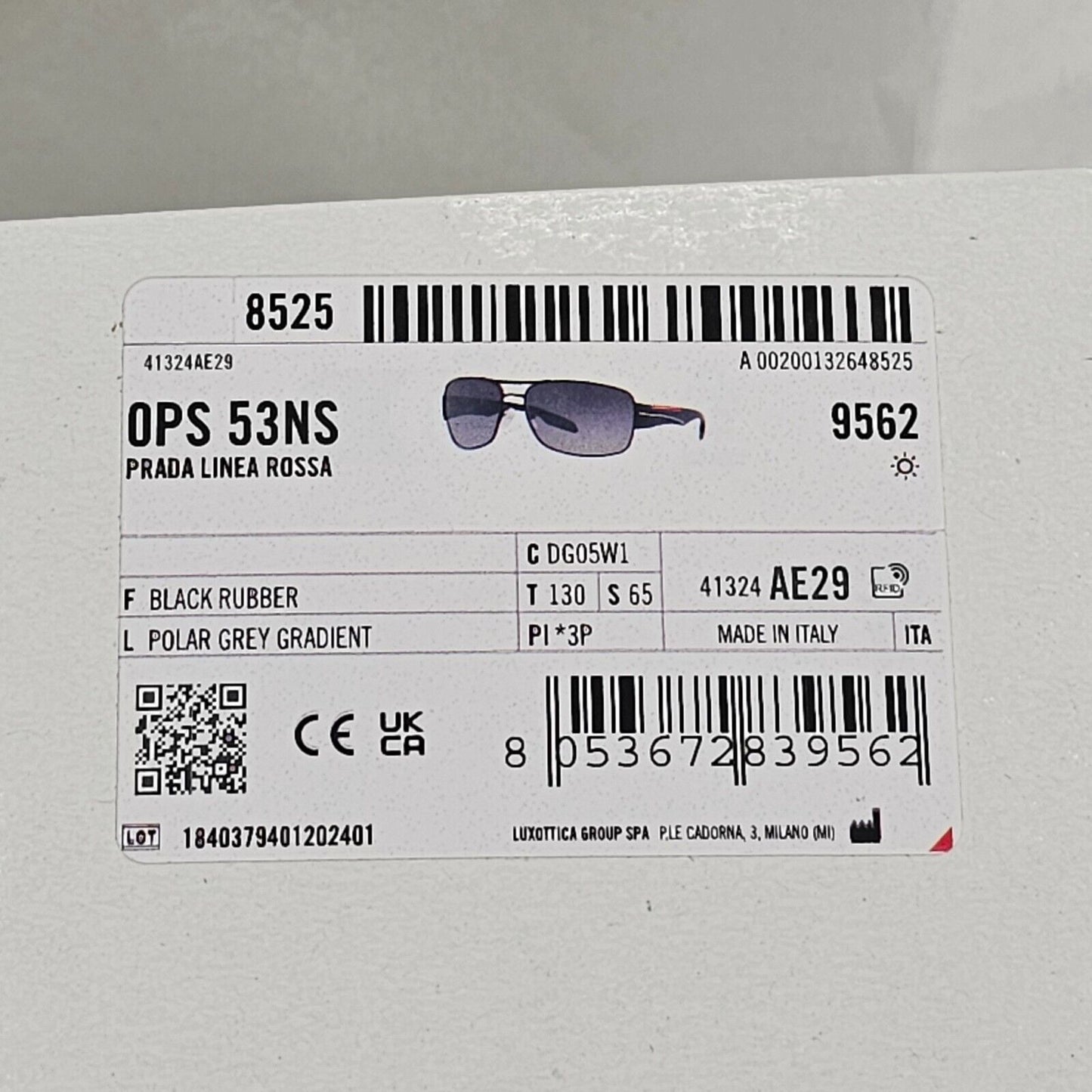 Prada Sunglasses Polarised Black Grey Gradient Rossa PS53NS SPS 53N DG0-5W1 [A]