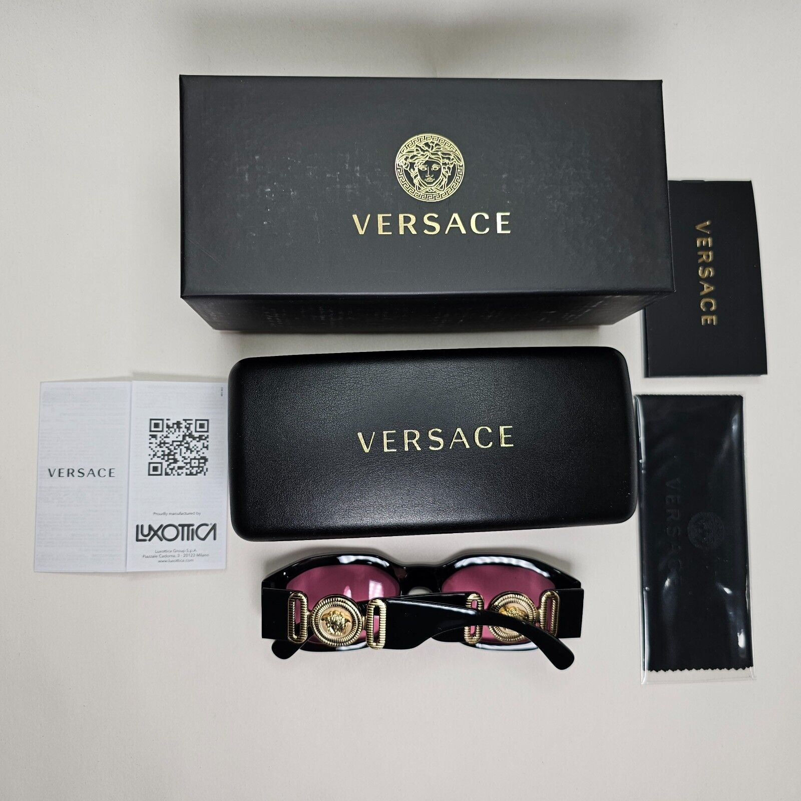 Versace Sunglasses Black Gold Pink Gold Medusa Biggie MOD VE 4361 GB1/84 53mm