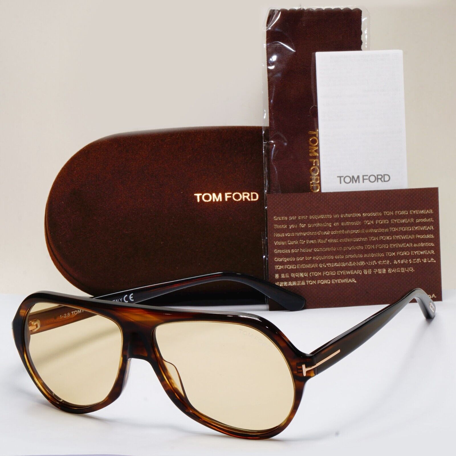 Tom Ford Sunglasses Thomas Brown Yellow Gold Pilot Navigator FT0732 TF 732 56N