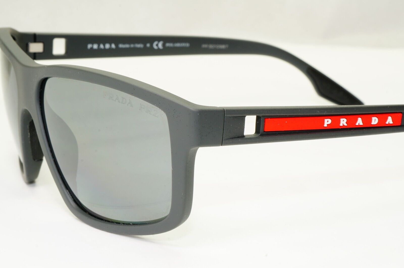 Prada Sunglasses Polarized Silver Mirror Grey Rubber PS02XS SPS 02X UFK-07H