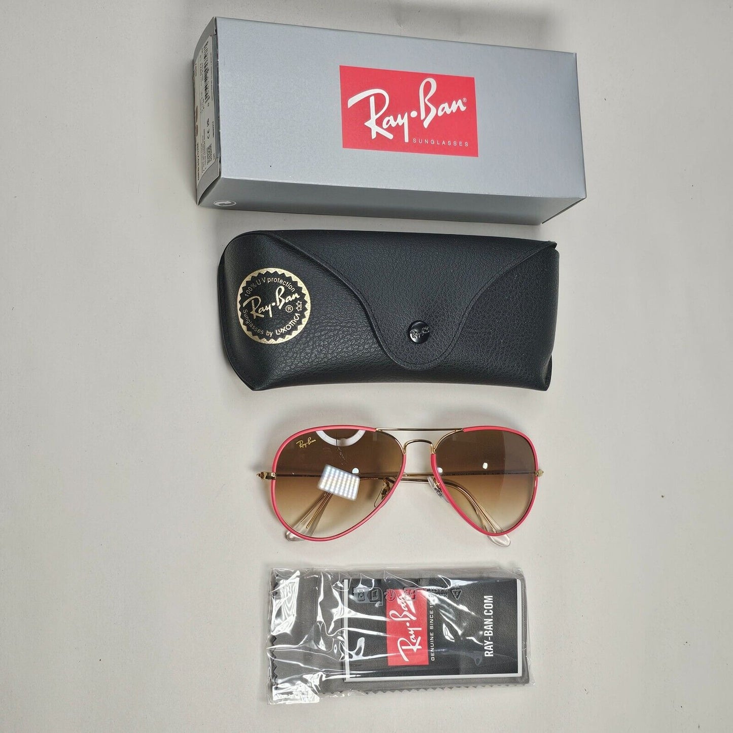 Ray-Ban Sunglasses Aviator Full Color Red Gold Brown RB 3025-J-M 9196/51 58mm