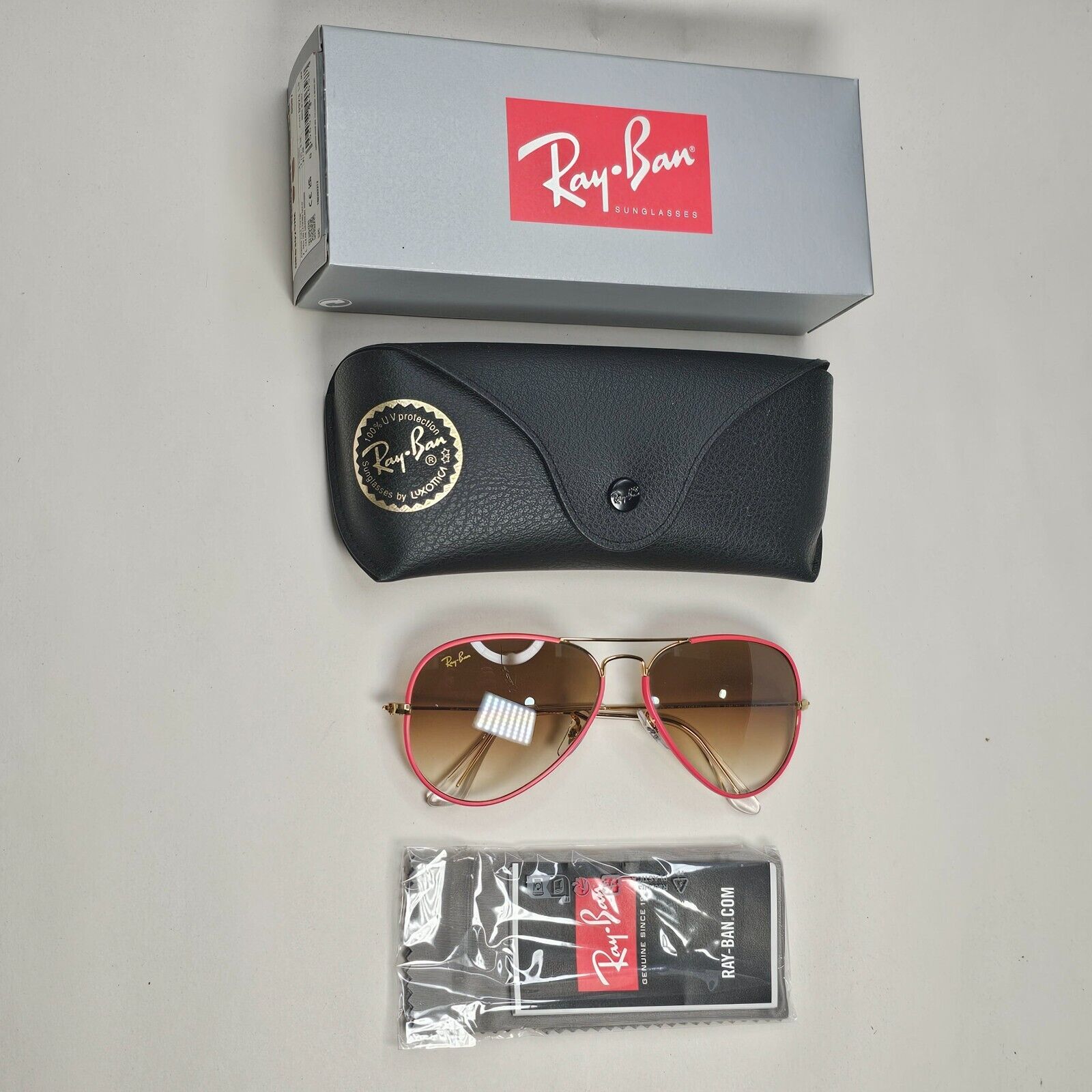Ray-Ban Sunglasses Aviator Full Color Red Gold Brown RB 3025-J-M 9196/51 58mm