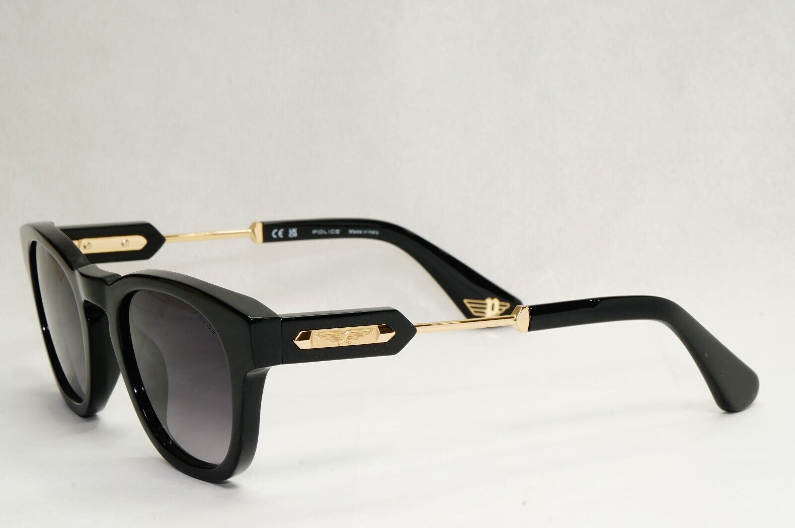 Police Sunglasses Black Gold Grey Gradient Thick Rim SPL F70 Prince 1 COL 0700