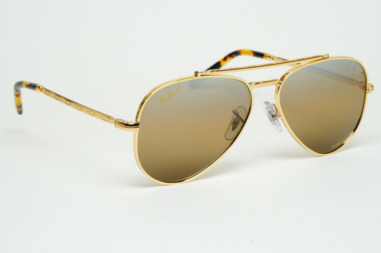 Ray-Ban Sunglasses Polarized New Aviator Gold Brown RB 3625 9196/G5 55mm