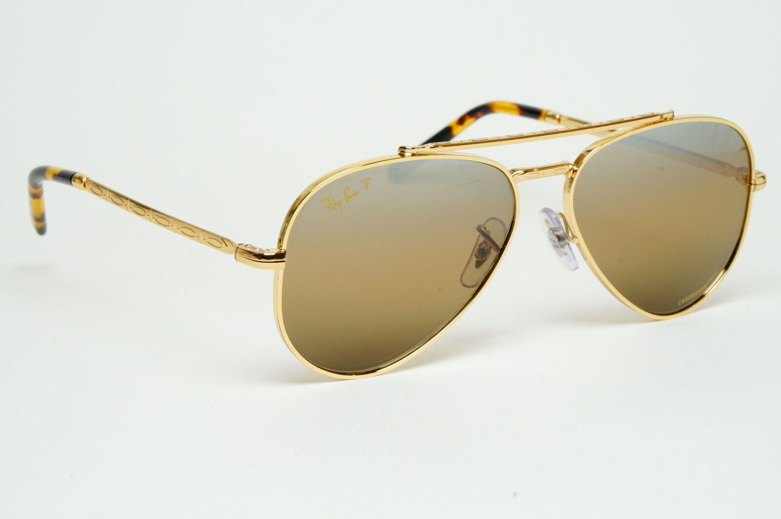 Ray-Ban Sunglasses Polarized New Aviator Gold Brown RB 3625 9196/G5 55mm