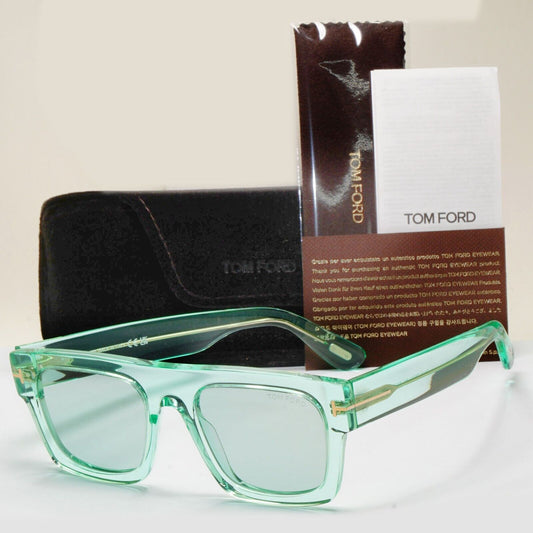 Tom Ford Sunglasses Fausto Transparent Green Blue Square FT0711 TF 711 84V 53mm