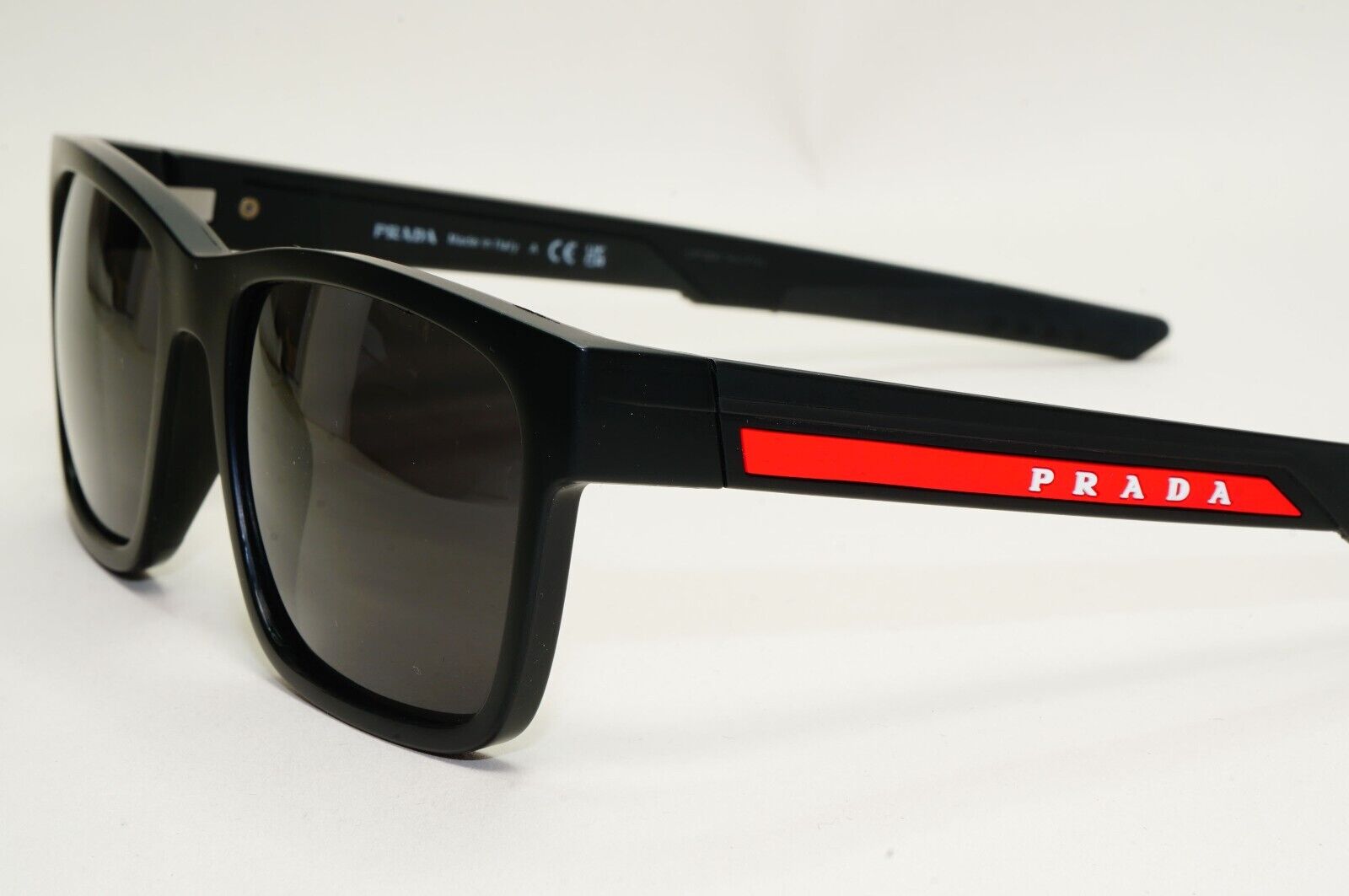 Prada Sunglasses Black Matte Rubber Square Red Rossa PS02PV VPS 02P 1BO-1O1 55mm