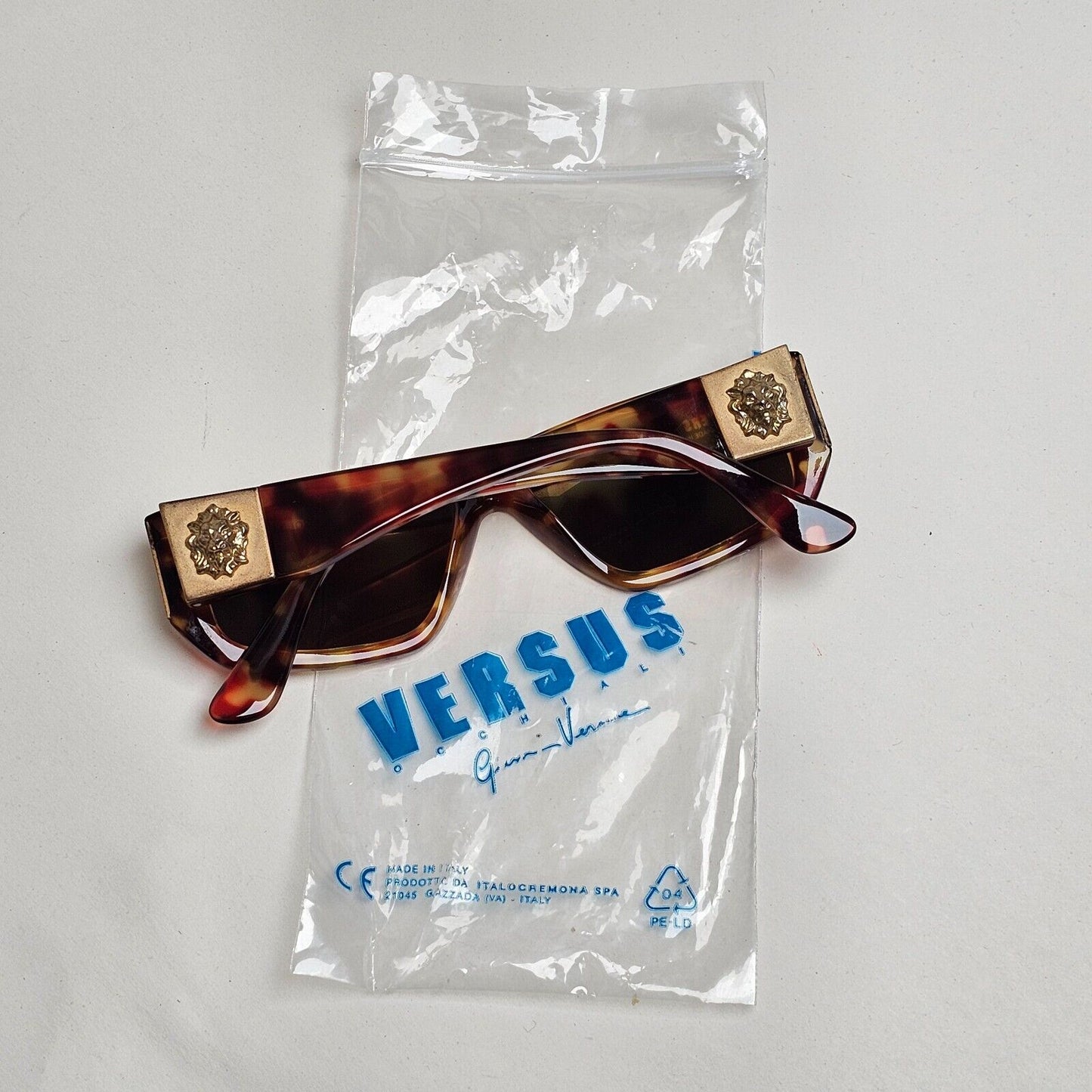Versus Sunglasses 1996 by Gianni Versace Vintage Gold Lion Brown MOD E07 COL 197