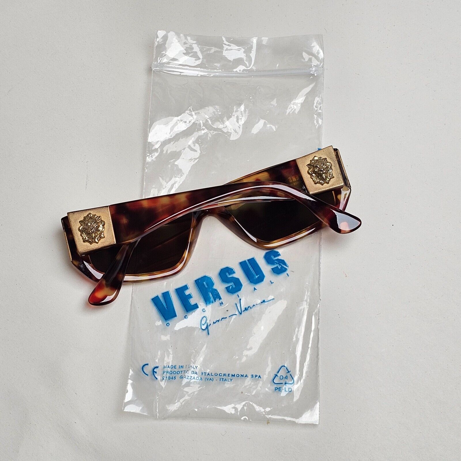 Versus Sunglasses 1996 by Gianni Versace Vintage Gold Lion Brown MOD E07 COL 197
