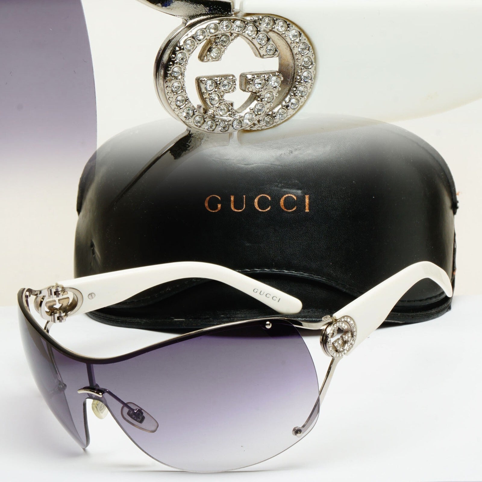 Gucci Sunglasses 2006 Vintage Shield Wrap Grey White GG 2808/S 010KJ 070325
